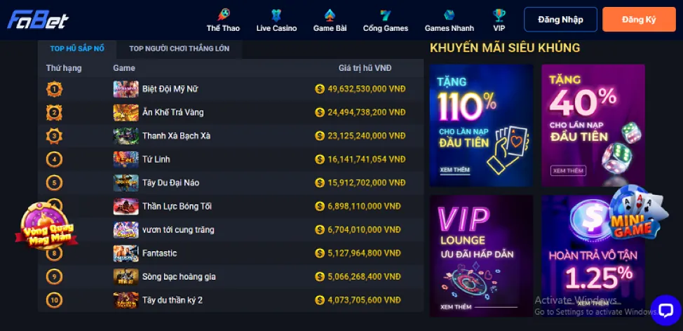 Slot game nhiều đường thanh toán